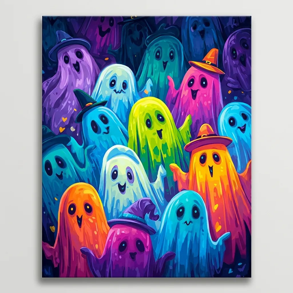 Rainbow Ghost Crowd | Paint By Numbers Kit