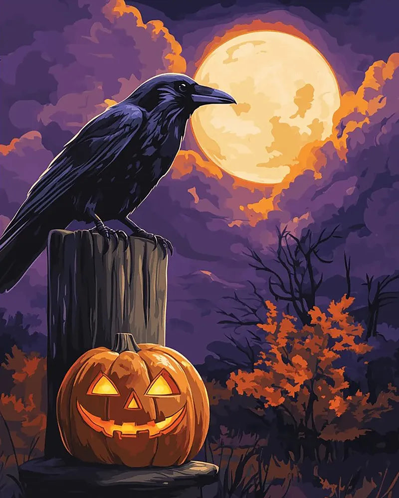 Raven Pumpkin Moonlight | Paint By Numbers Kit