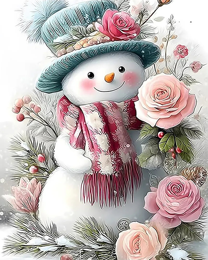 Rose Bonnet Snowman | Paint By Numbers Kit