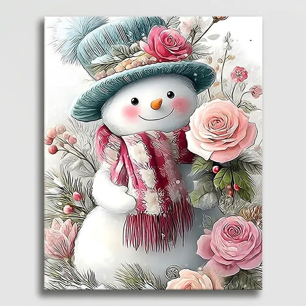Rose Bonnet Snowman | Paint By Numbers Kit