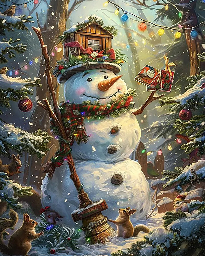 Woodland Snowman Friends | Paint By Numbers Kit