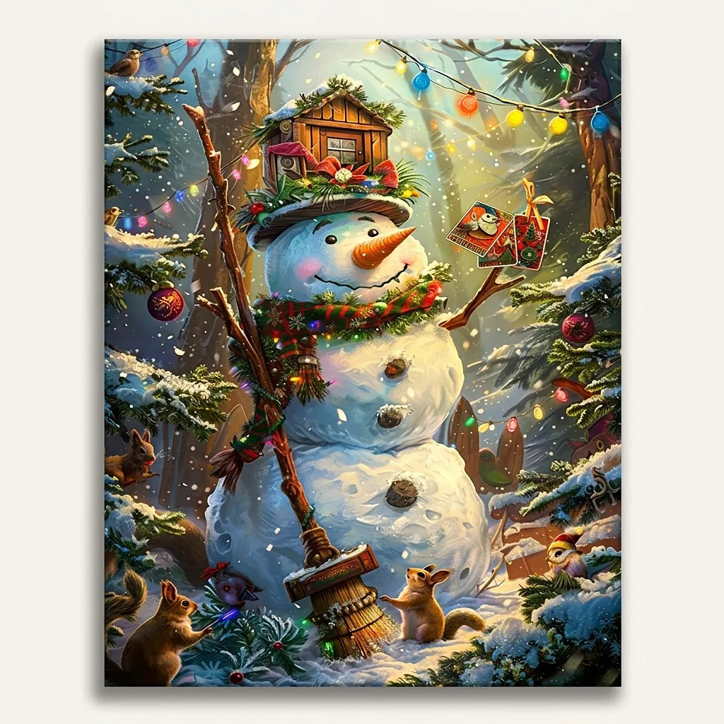Woodland Snowman Friends | Paint By Numbers Kit