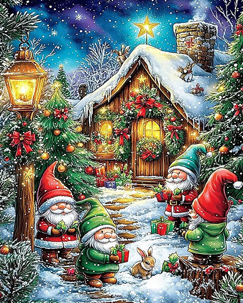 Christmas Gnome Cottage | Paint By Numbers Kit