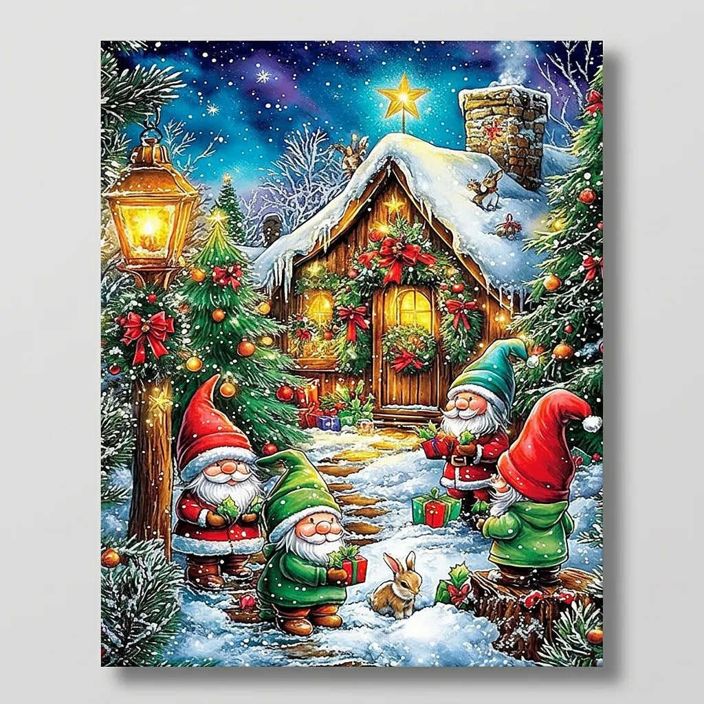 Christmas Gnome Cottage | Paint By Numbers Kit