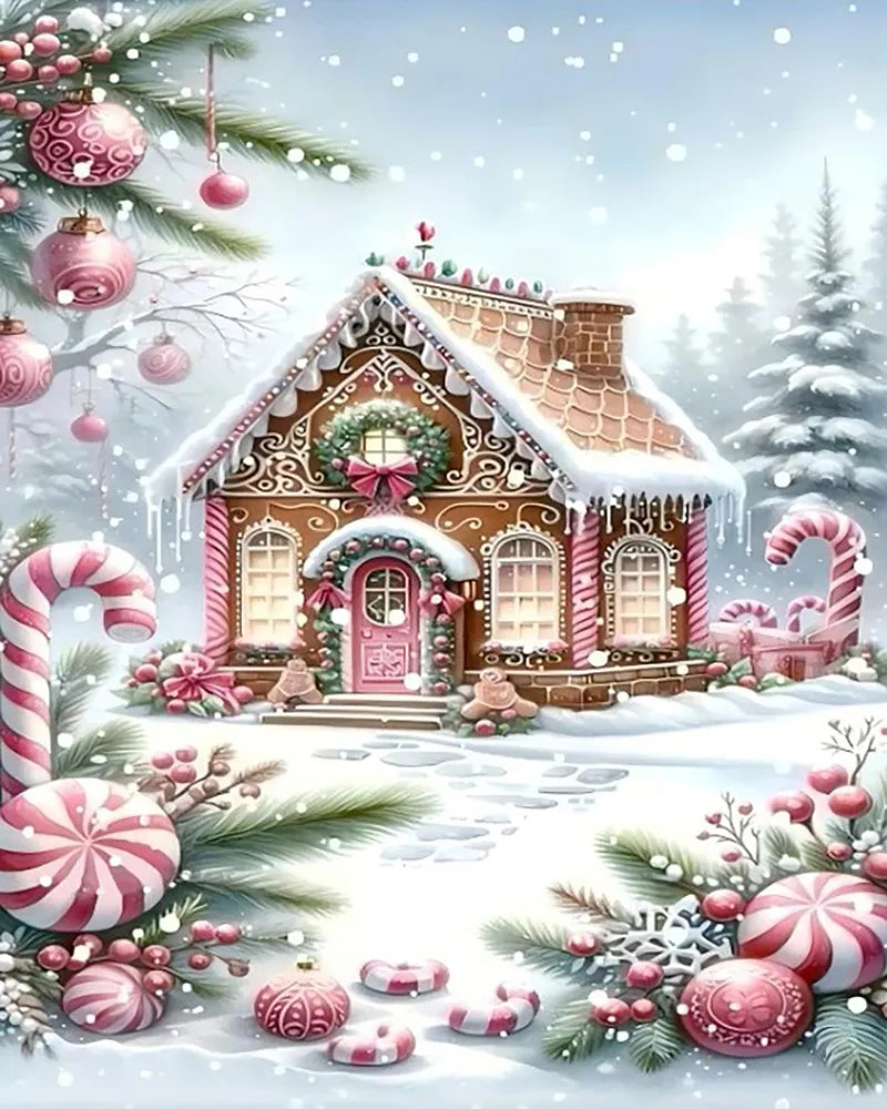 Pink Gingerbread House | Paint By Numbers Kit
