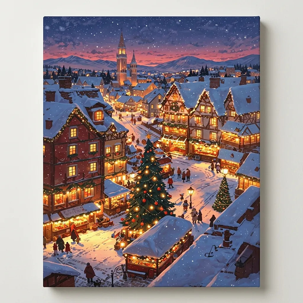Snowy Christmas Market | Paint By Numbers Kit