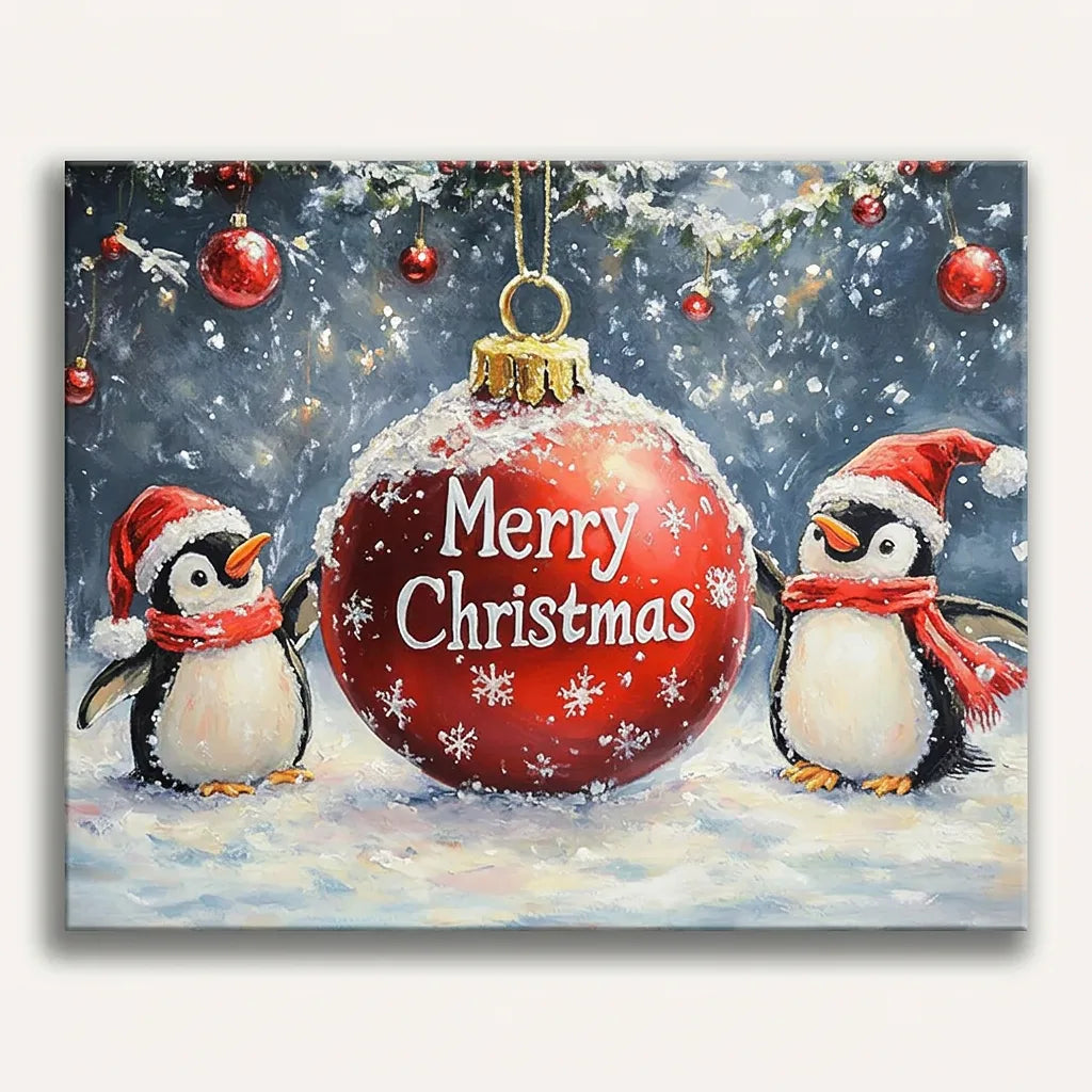 Merry Christmas Penguins | Paint By Numbers Kit