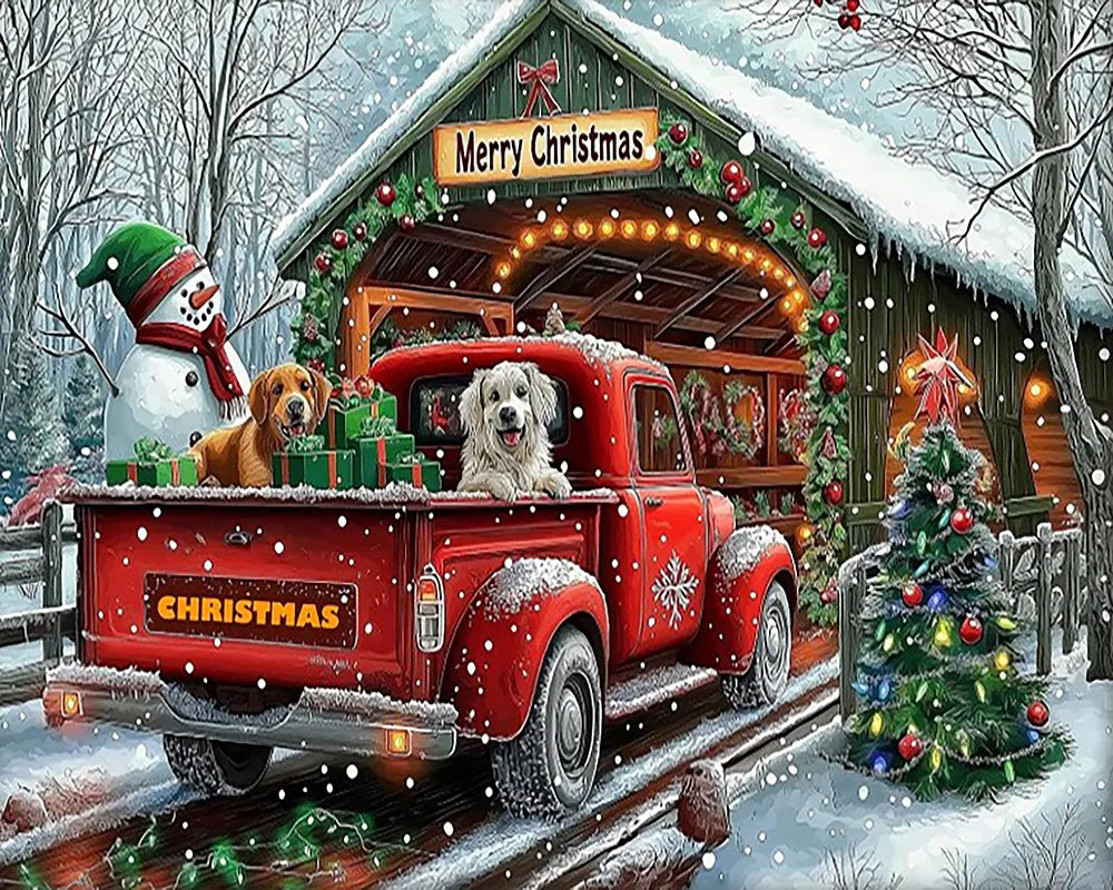 Covered Bridge Christmas Truck | Paint By Numbers Kit