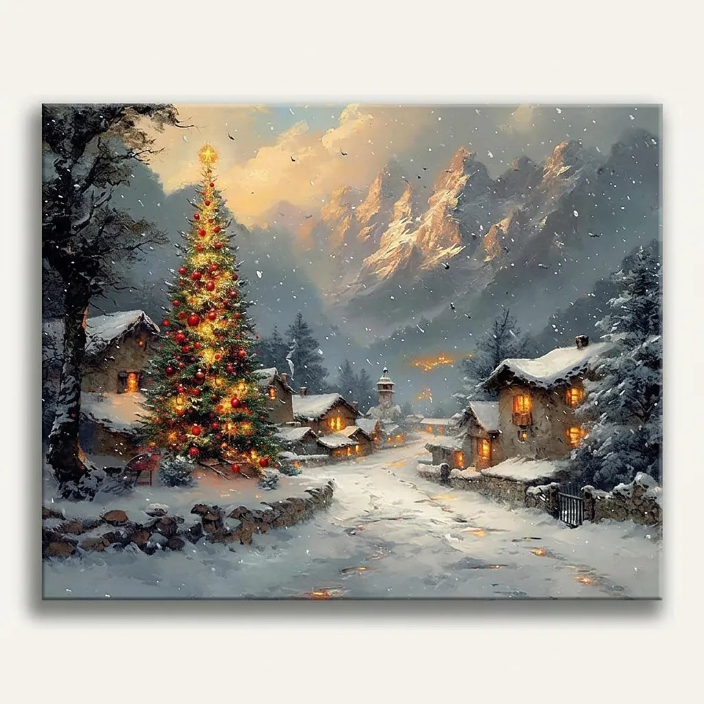 Christmas Tree Mountain Village | Paint By Numbers Kit