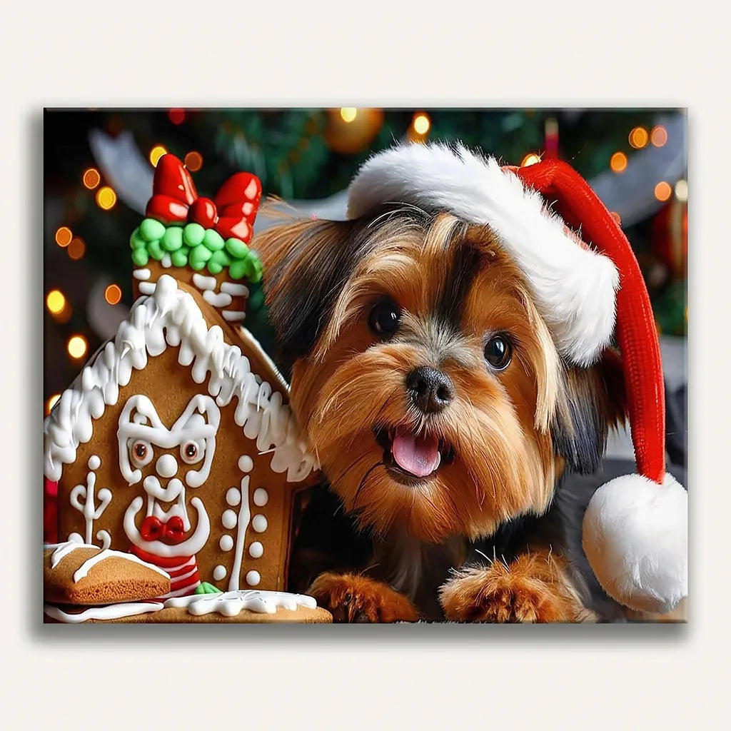 Yorkie Gingerbread Christmas | Paint By Numbers Kit