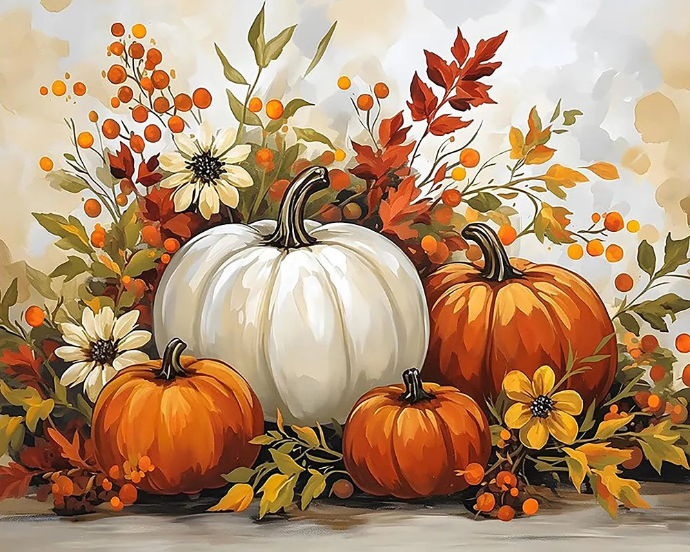 White Pumpkin Harvest | Paint By Numbers Kit
