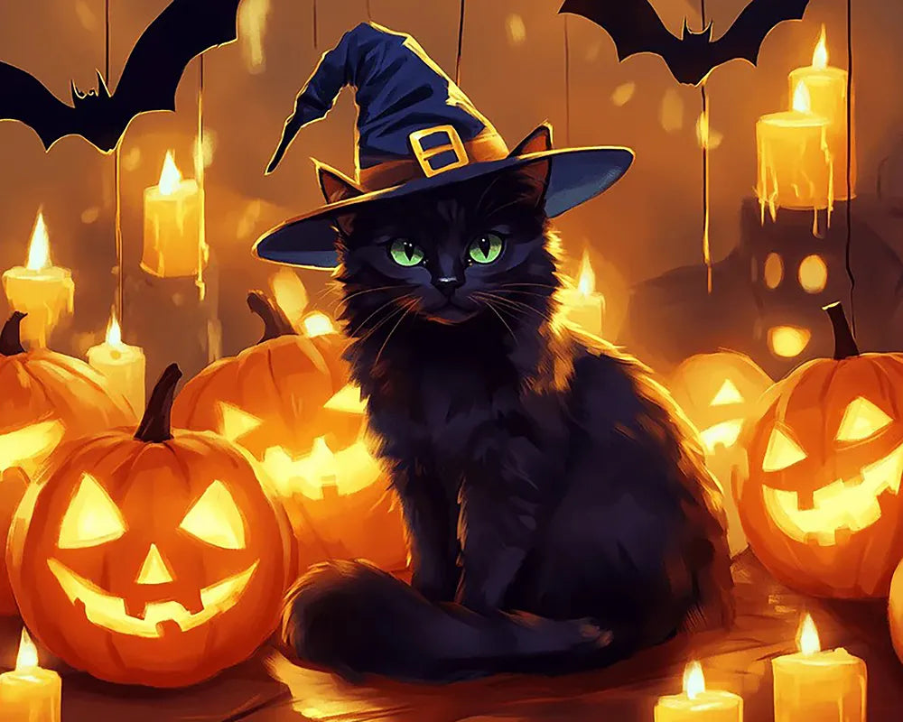 Witch Hat Black Cat | Paint By Numbers Kit