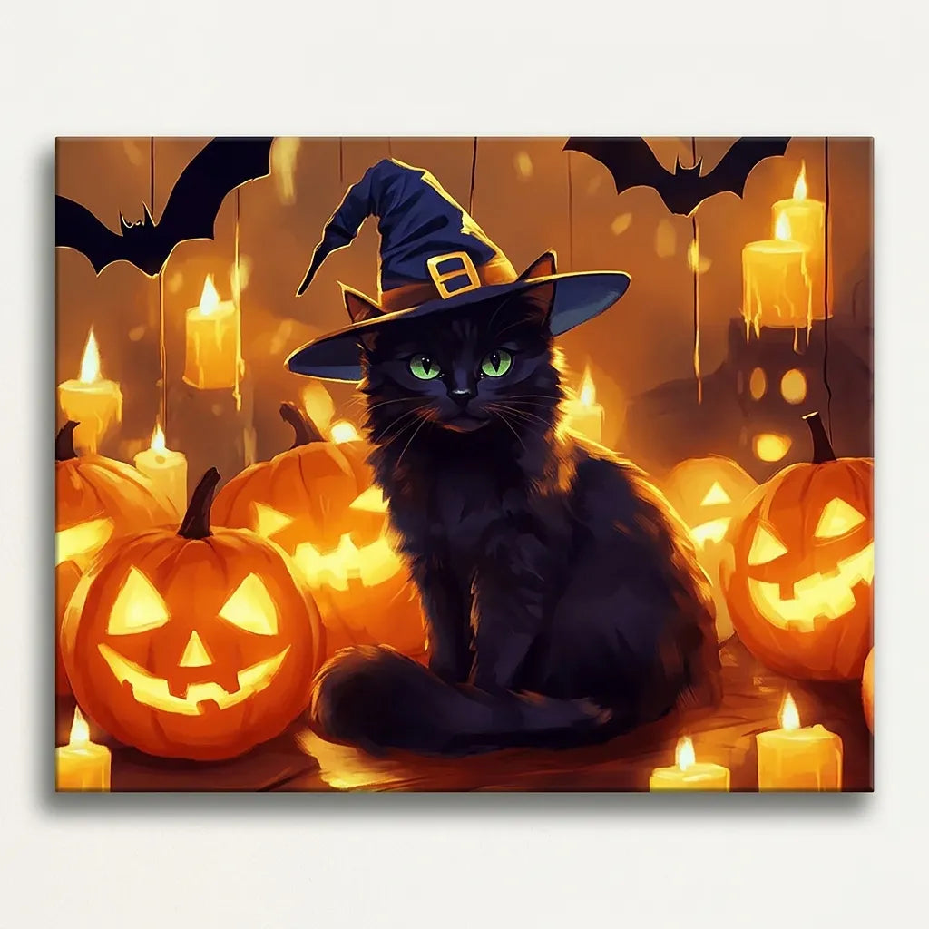 Witch Hat Black Cat | Paint By Numbers Kit