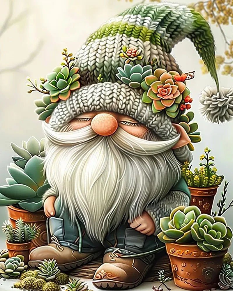Succulent Garden Gnome | Paint By Numbers Kit