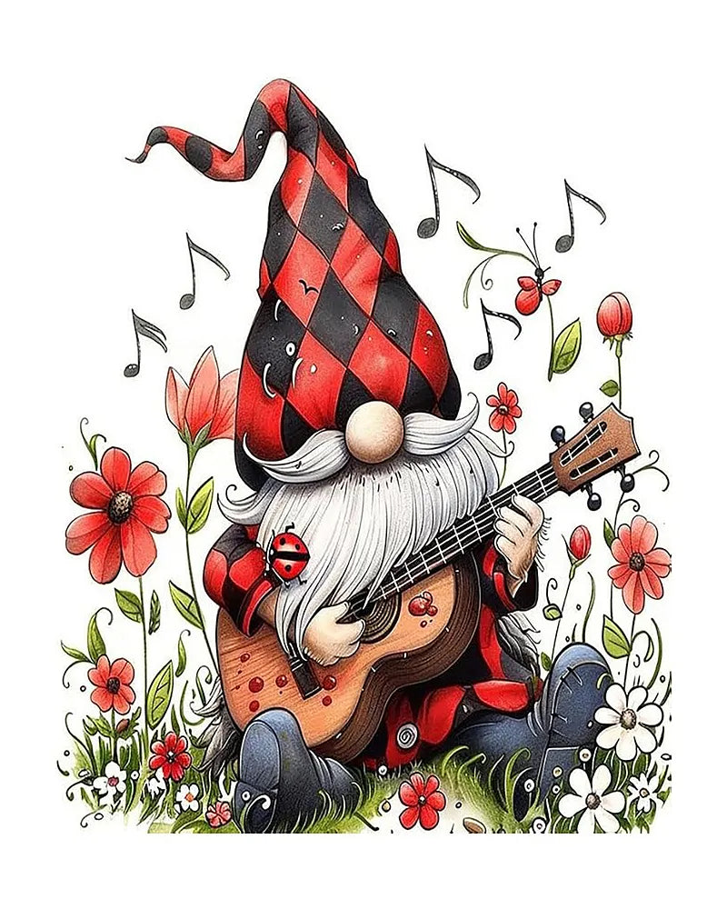 Guitar Gnome Red Poppies | Paint By Numbers Kit