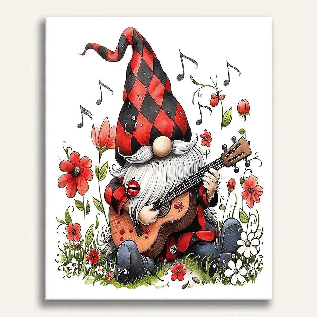 Guitar Gnome Red Poppies | Paint By Numbers Kit