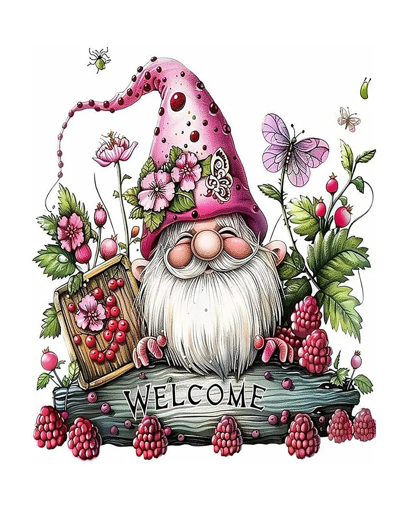 Raspberry Welcome Gnome | Paint By Numbers Kit