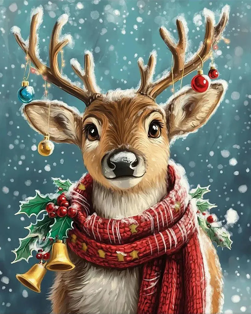 Festive Scarf Reindeer | Paint By Numbers Kit
