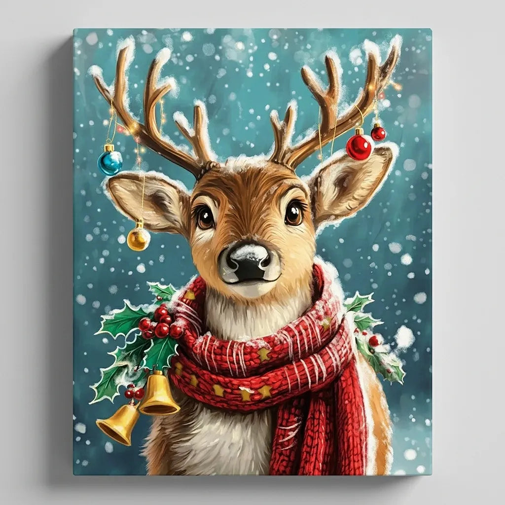 Festive Scarf Reindeer | Paint By Numbers Kit