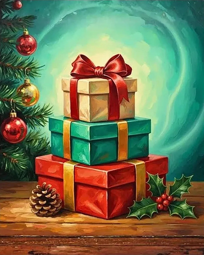 Stacked Christmas Gifts | Paint By Numbers Kit