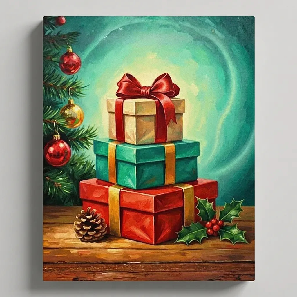 Stacked Christmas Gifts | Paint By Numbers Kit