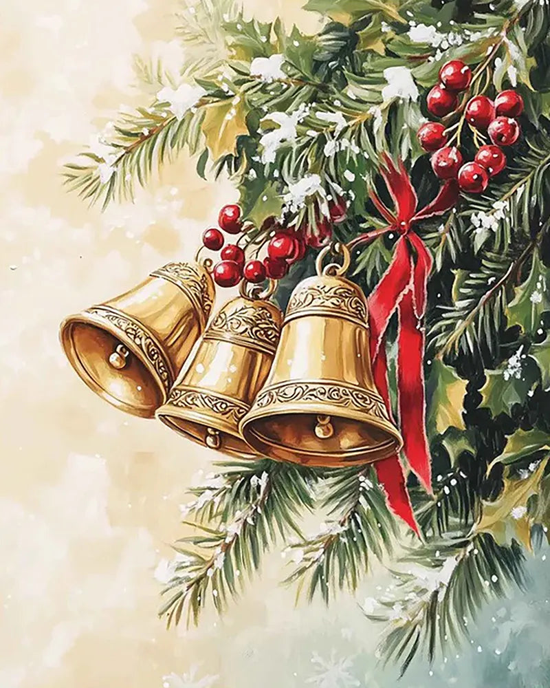 Golden Christmas Bells | Paint By Numbers Kit