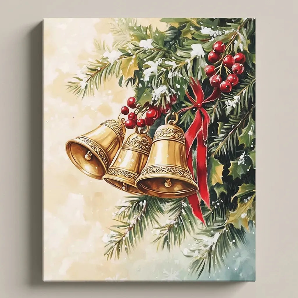 Golden Christmas Bells | Paint By Numbers Kit