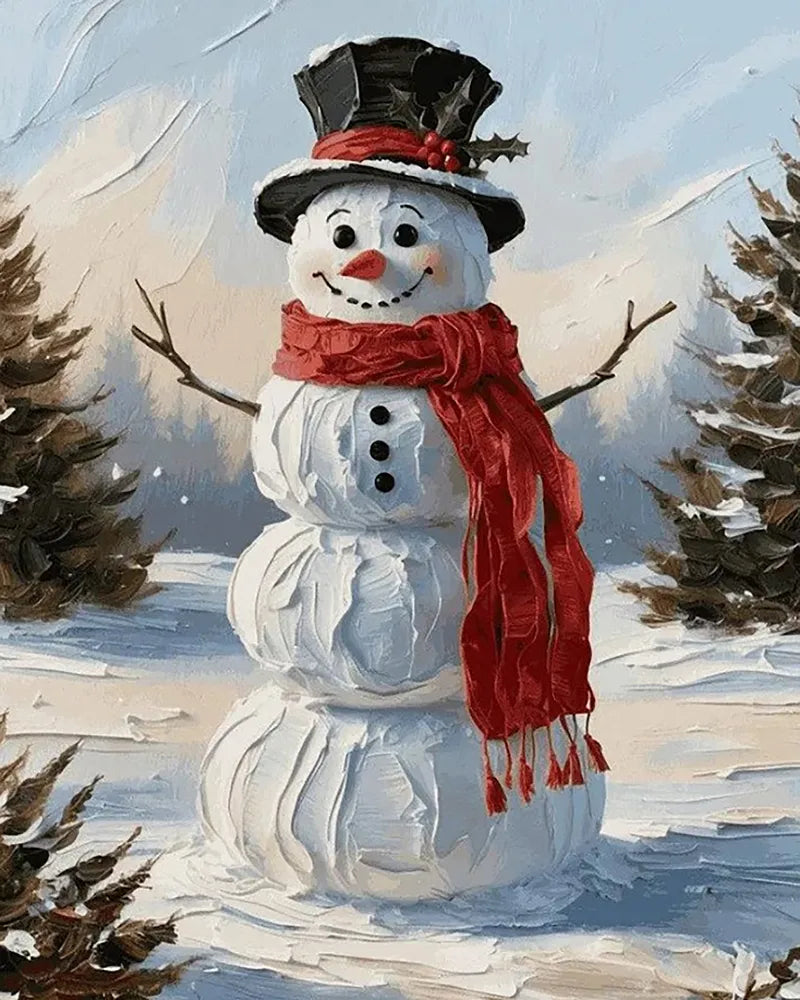 Top Hat Snowman Pines | Paint By Numbers Kit