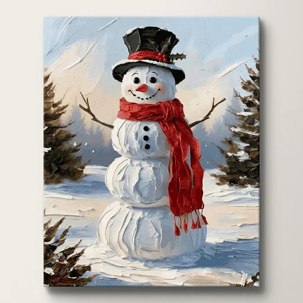 Top Hat Snowman Pines | Paint By Numbers Kit