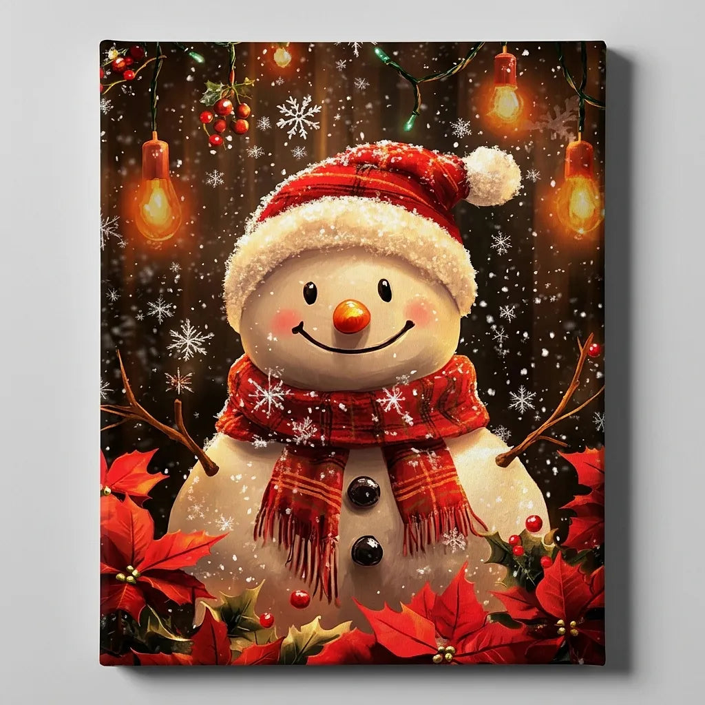 Poinsettia Snowman Lights | Paint By Numbers Kit