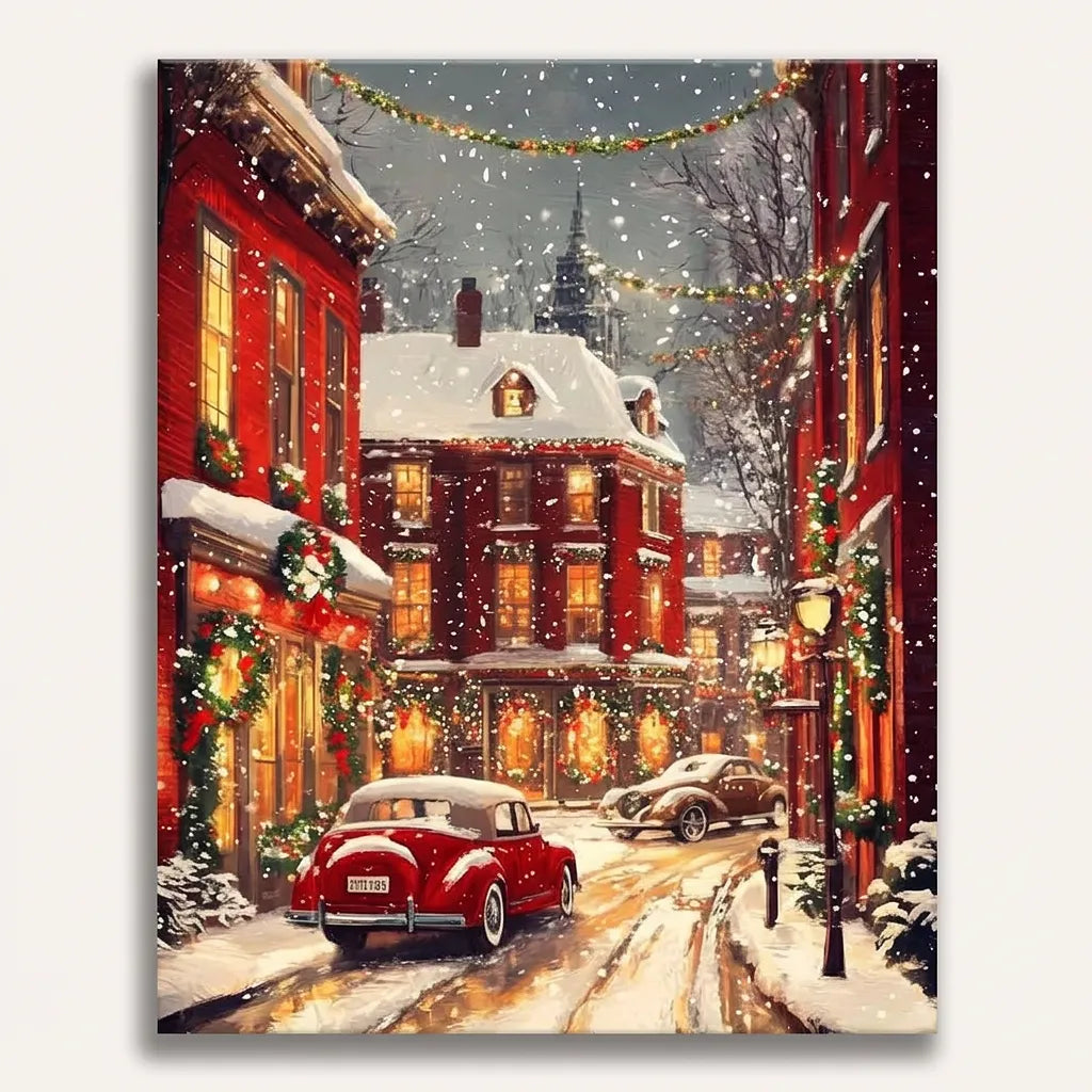 Classic Car Winter Night | Paint By Numbers Kit
