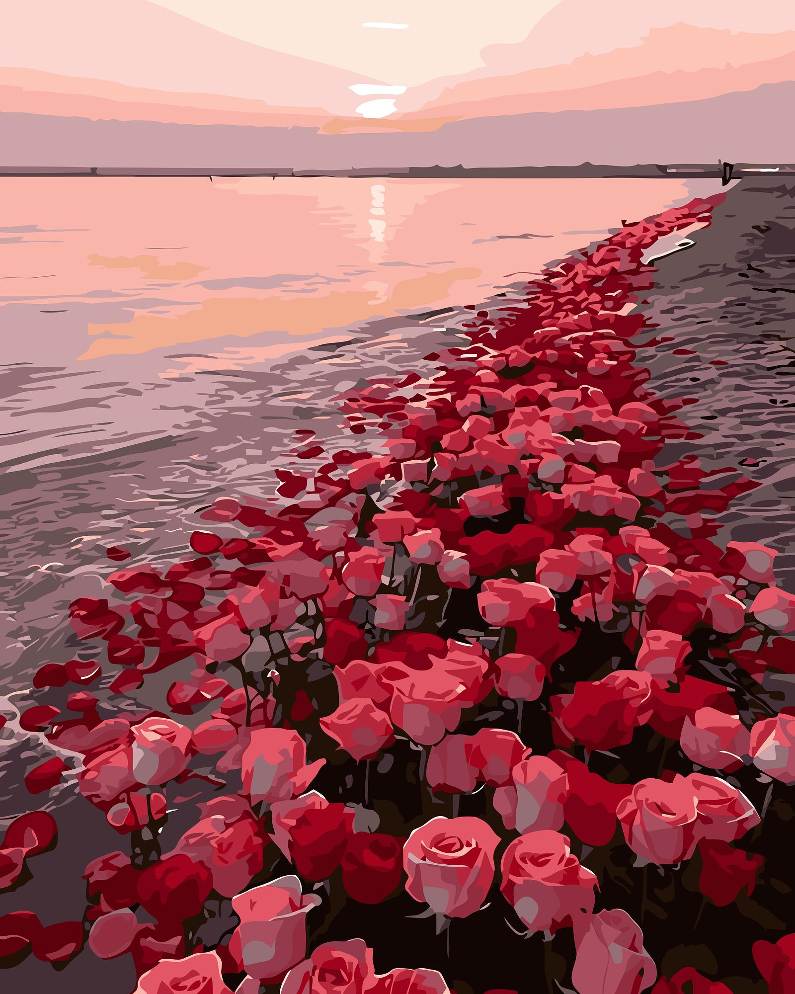Sunset Roses Beach | Paint By Numbers Kit