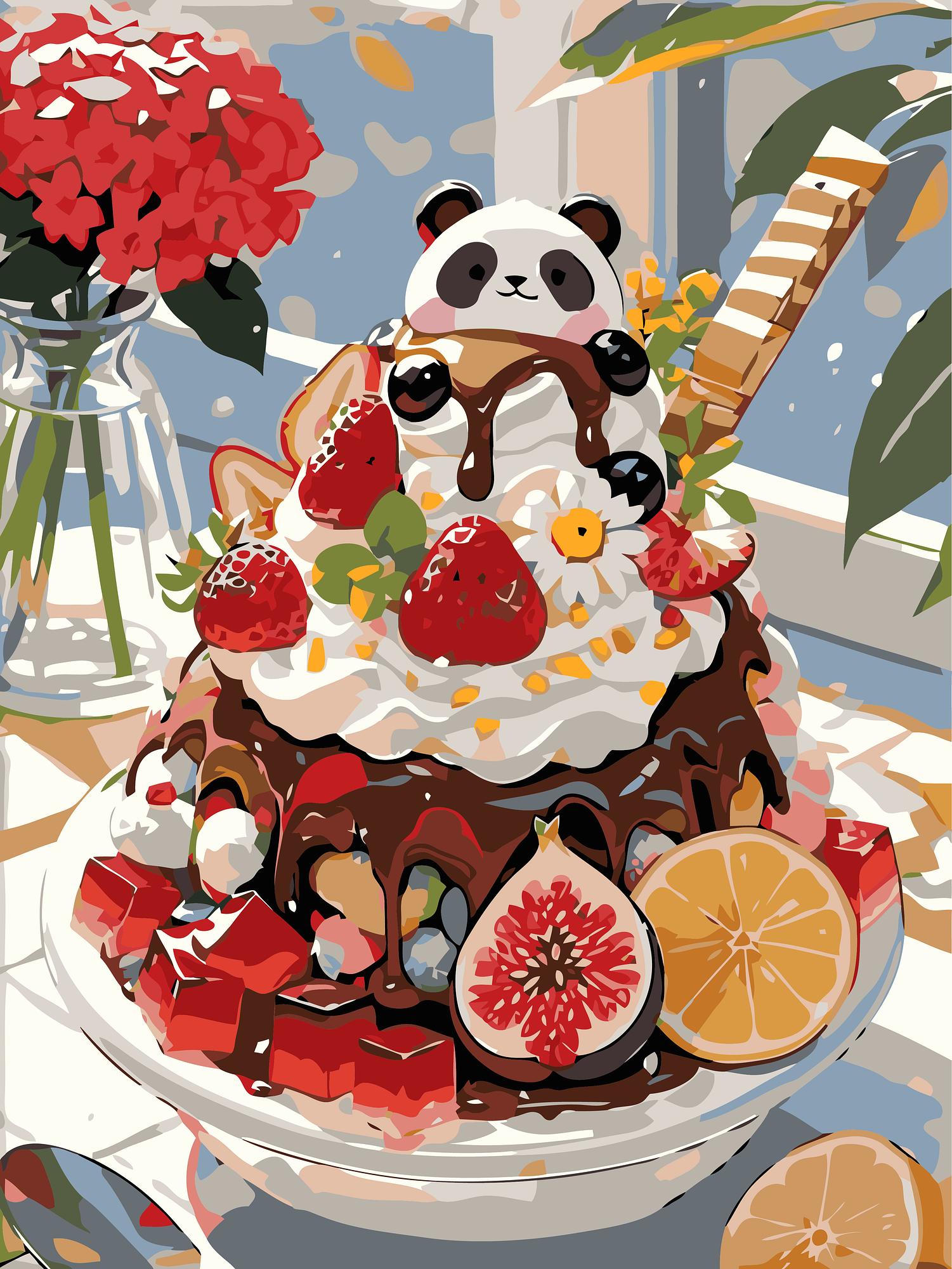Panda Dessert Delight | Paint By Numbers Kit