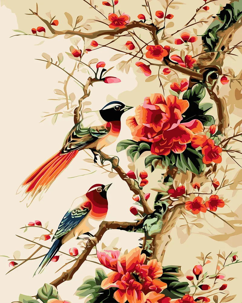 Birds Flowers Painting | Paint By Numbers Kit