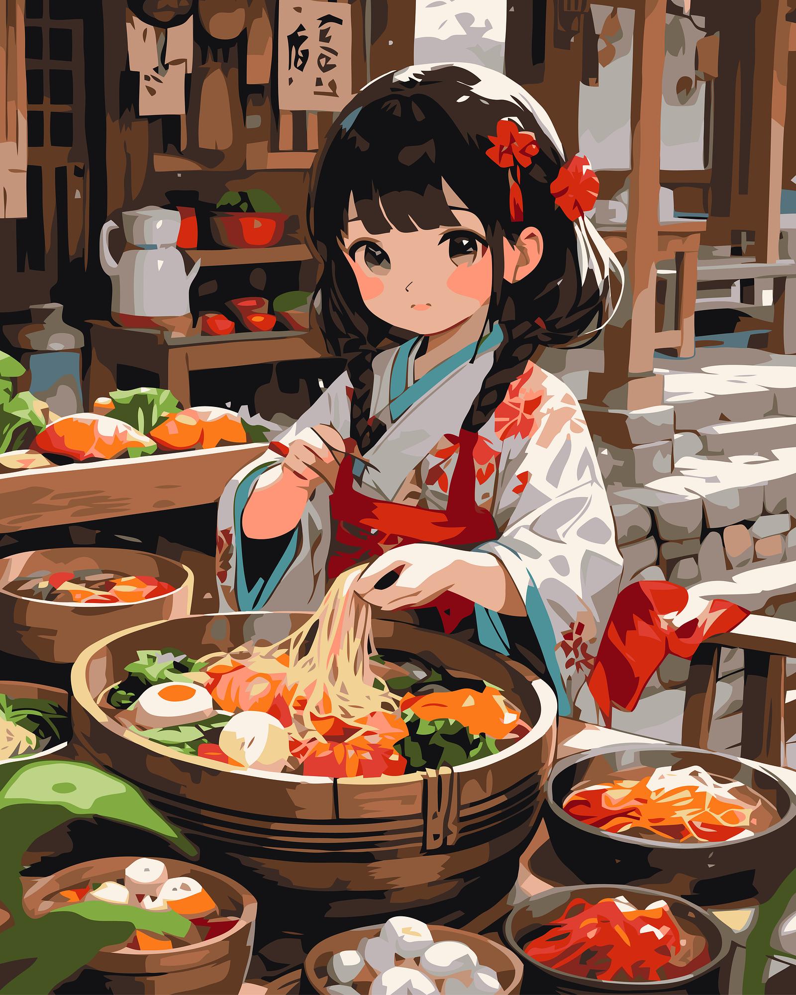 Japanese Ramen Girl | Paint By Numbers Kit