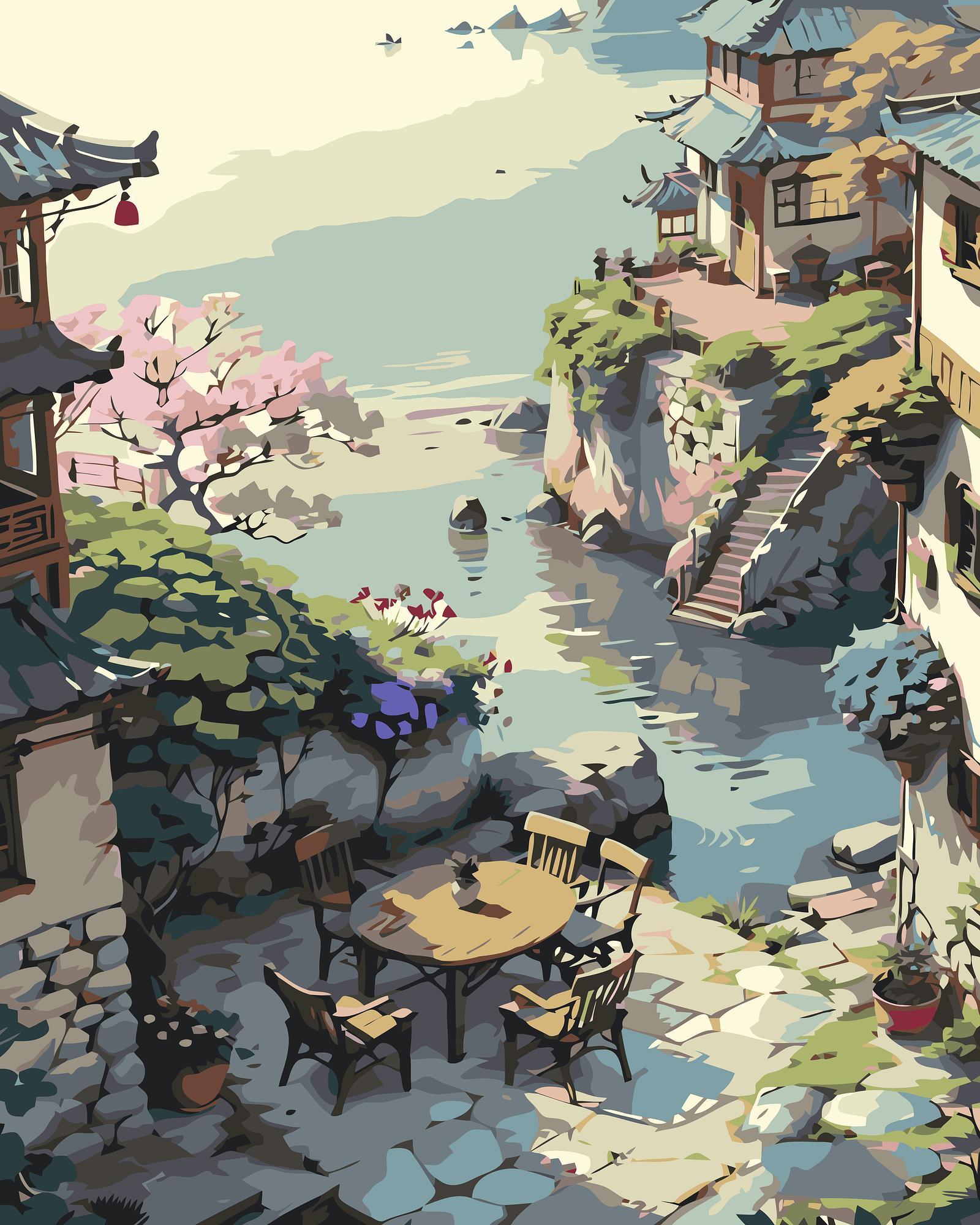 Japanese Village Scene | Paint By Numbers Kit
