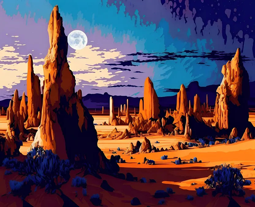 Desert Moonlight Landscape | Paint By Numbers Kit