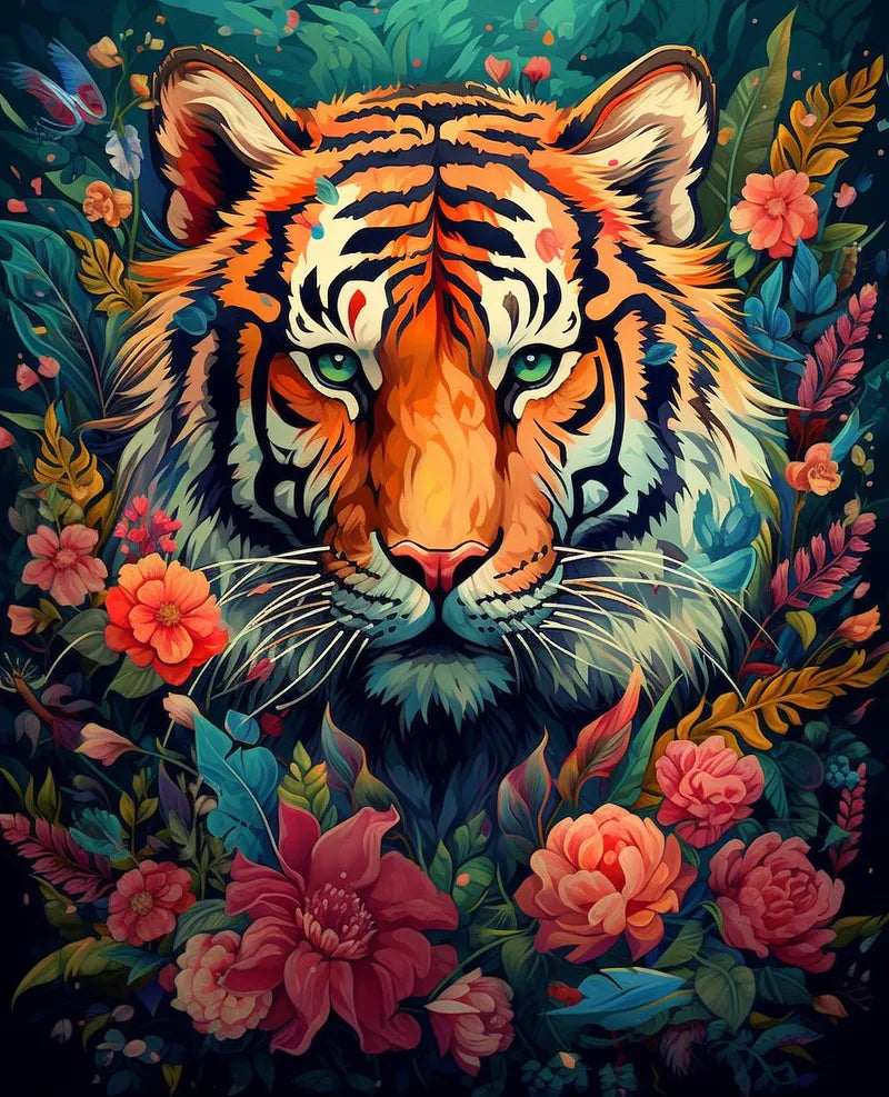 Jungle Tiger Floral | Paint By Numbers Kit