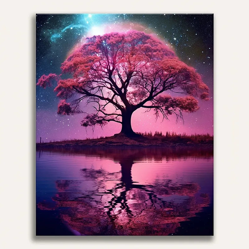 Cosmic Tree Reflection | Paint By Numbers Kit