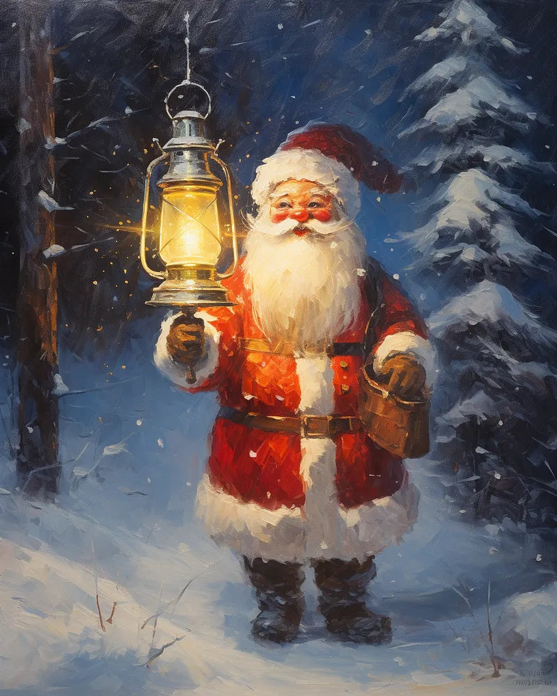 Christmas Santa Lantern | Paint By Numbers Kit