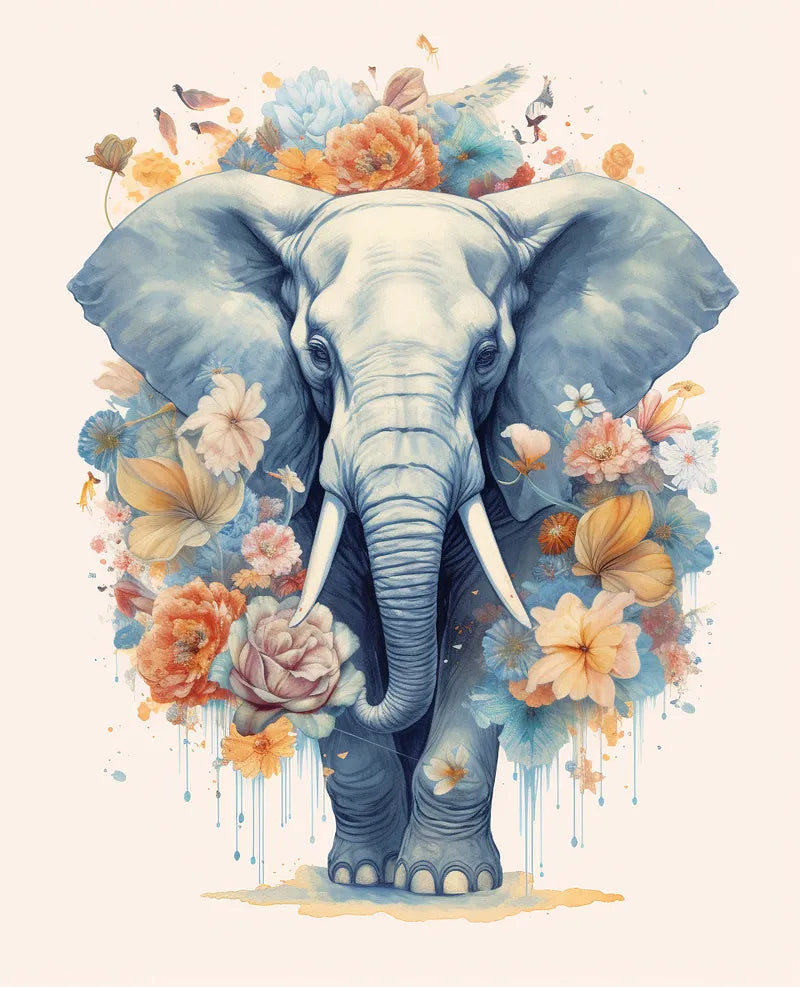 Floral Elephant Art | Paint By Numbers Kit
