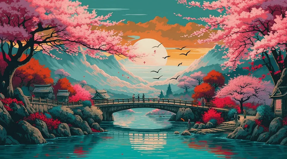 Cherry Blossom Bridge | Paint By Numbers Kit