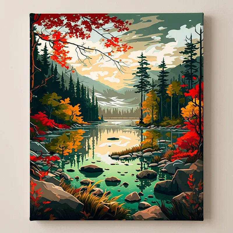 Autumn Forest Stream | Paint By Numbers Kit