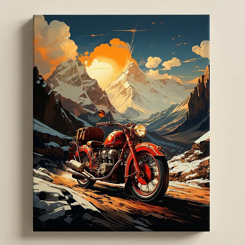 Mountain Adventure Motorcycle | Paint By Numbers Kit