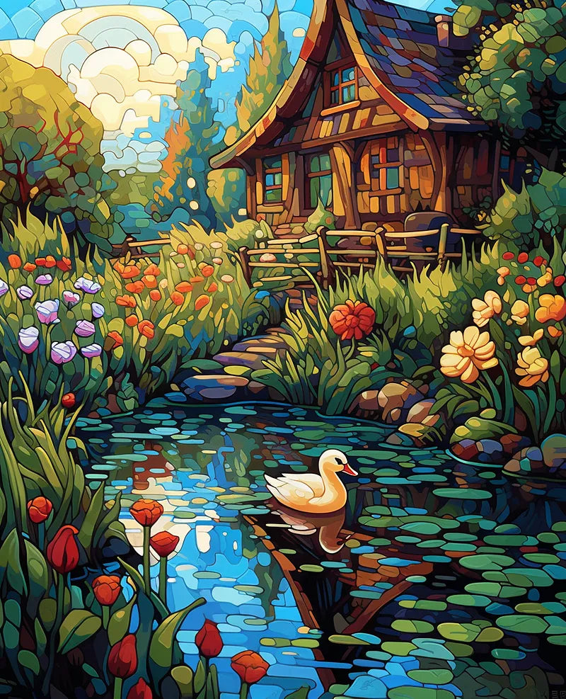 Cottage Garden Duck | Paint By Numbers Kit