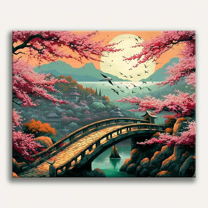 Japanese Bridge Blossoms | Paint By Numbers Kit