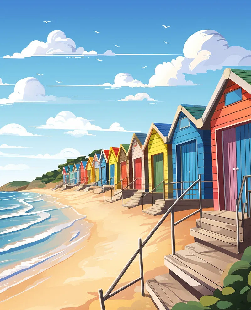 Beach Huts Kit | Paint By Numbers Kit