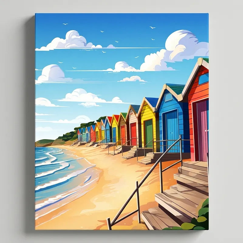Beach Huts Kit | Paint By Numbers Kit