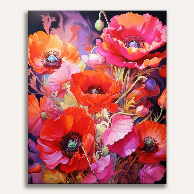 Vibrant Poppy Flowers | Paint By Numbers Kit
