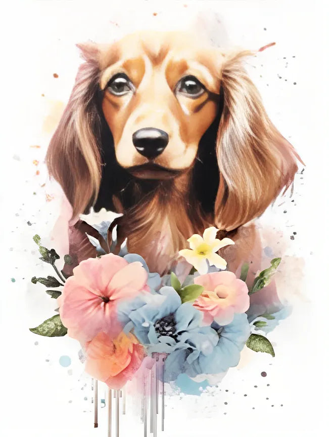 Floral Dachshund | Paint By Numbers Kit